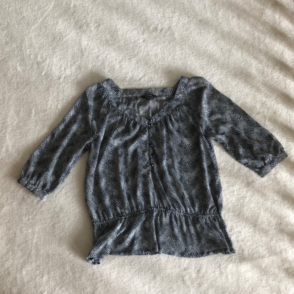 Chiffon abstract snake print 3/4 sleeve blouse